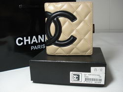 Fake Chanel mini Leather Black CC Logo Bi-Fold Wallet 26720 Apricot Online